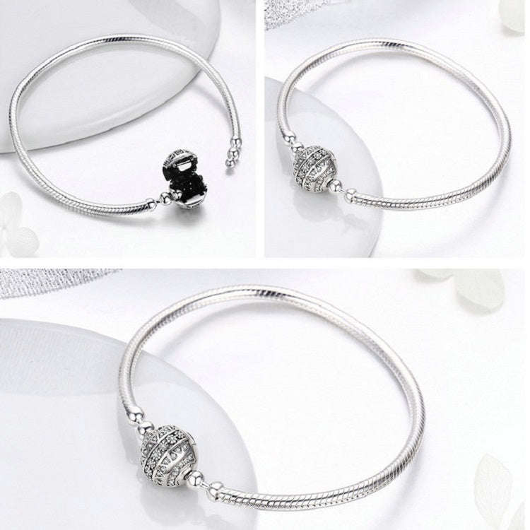 Exquisite Life S925 Sterling Silver Bangle Bracelet Inlaid with Gems, Size:19cm