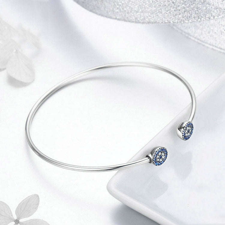 Bright Blue Eyes Inlaid Zircon Bracelet S925 Sterling Silver Bracelet