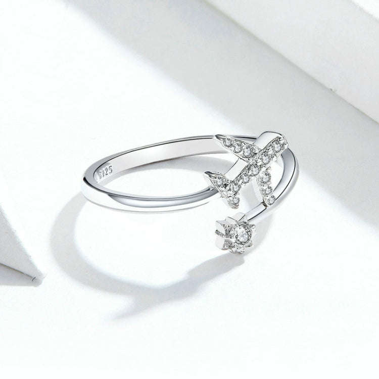 925 Sterling Silver Ring Plane Zircon Open  Ring