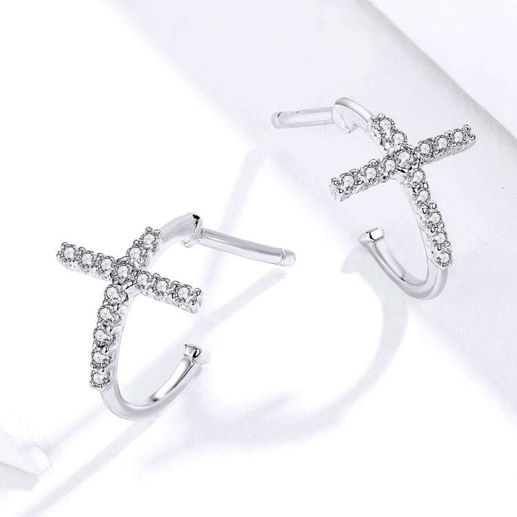 Cross Earrings Sterling Silver S925 Zircon Earrings