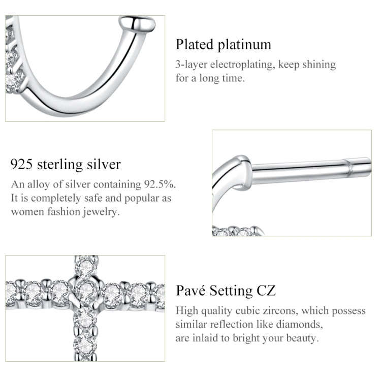 Cross Earrings Sterling Silver S925 Zircon Earrings