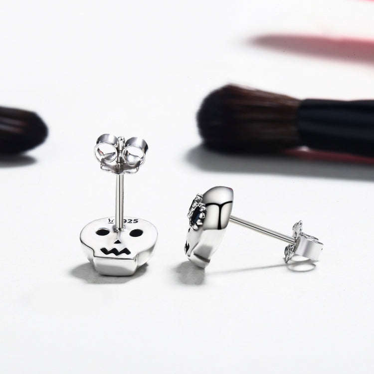 Skull Shape S925 Sterling Silver Stud Earrings Zircon Earrings