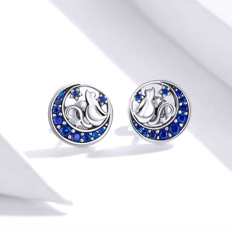 Moon Cat S925 Sterling Silver Personality Earrings