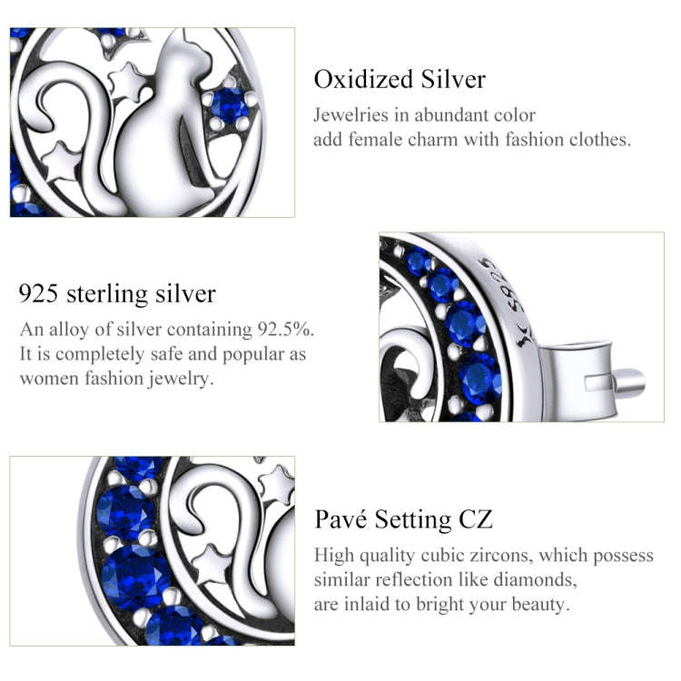 Moon Cat S925 Sterling Silver Personality Earrings