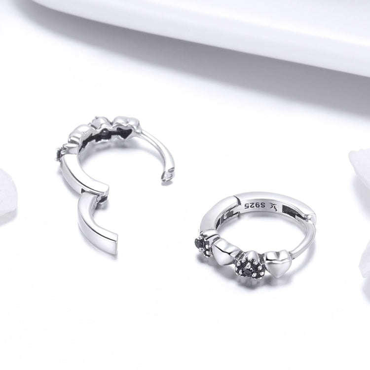 S925 Sterling Silver Earrings Heart-shaped Inlaid Zircon Earrings