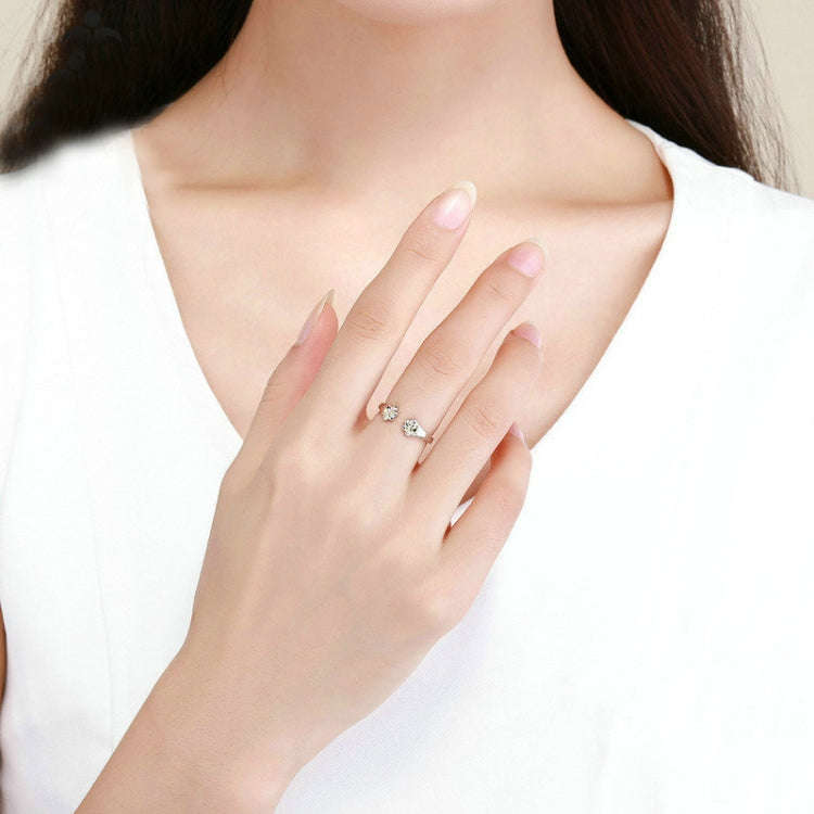 S925 Sterling Silver Temperament Female Ring Paw Print Gold-plated Ring