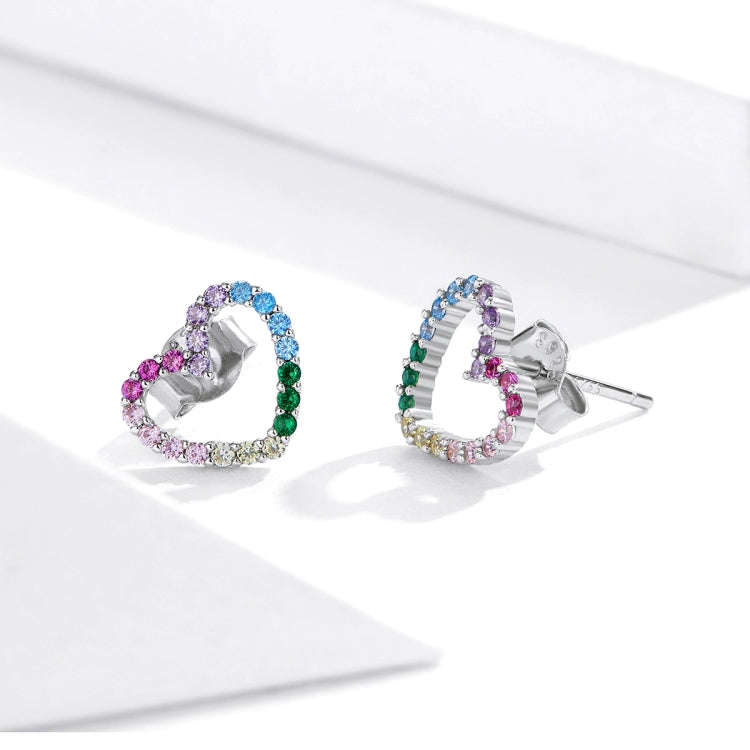 Rainbow Earrings Sterling Silver S925 Heart-shaped Zircon Girls Accessories