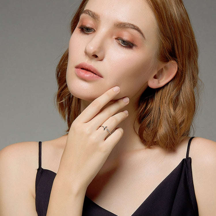 S925 Sterling Silver Fishtail Ring Platinum-plated Opening Simple Temperament Ring