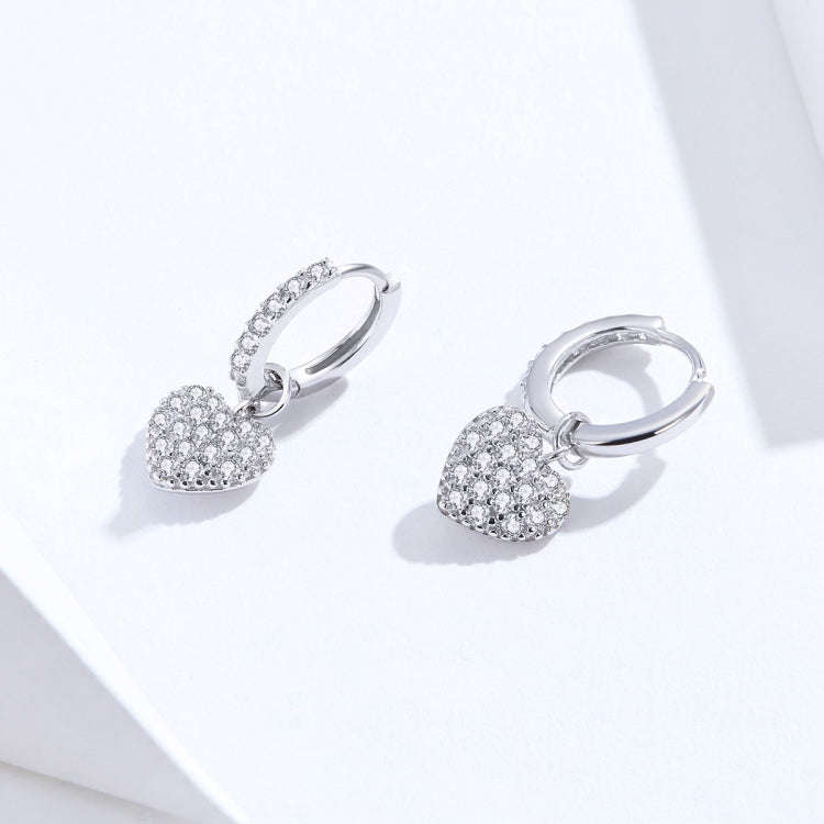 Heart-shaped Earrings Zircon Earrings Sterling Silver S925 Stud Earrings