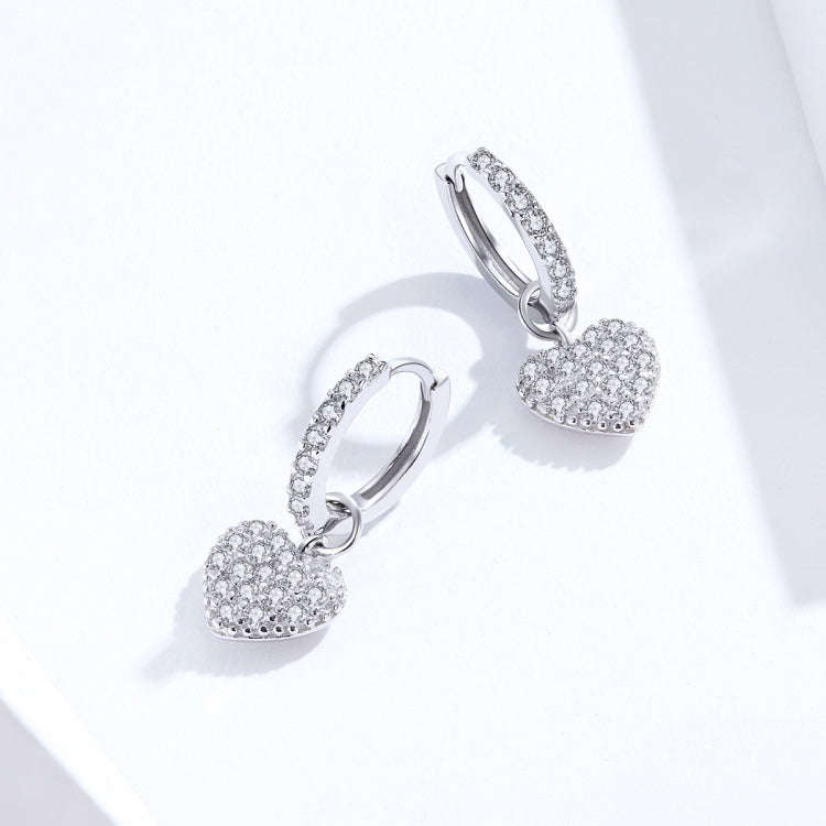 Heart-shaped Earrings Zircon Earrings Sterling Silver S925 Stud Earrings