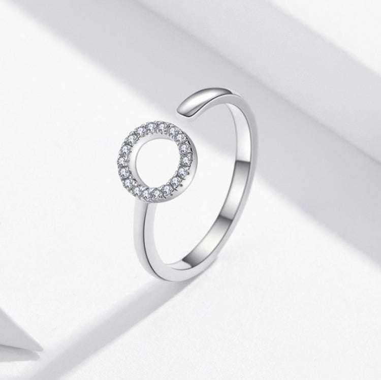 S925 Sterling Silver Ring Platinum Plated Zircon Simple Jewelry Ring