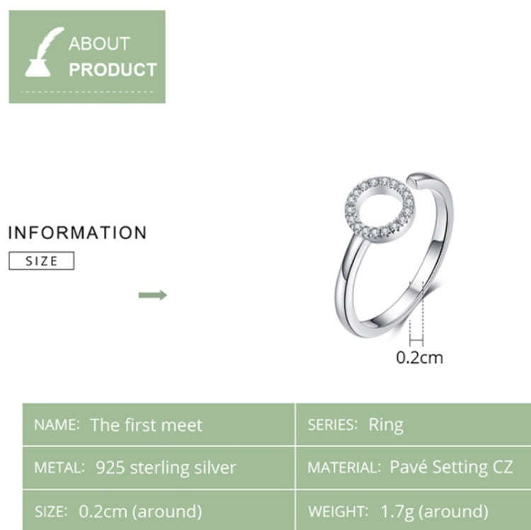 S925 Sterling Silver Ring Platinum Plated Zircon Simple Jewelry Ring