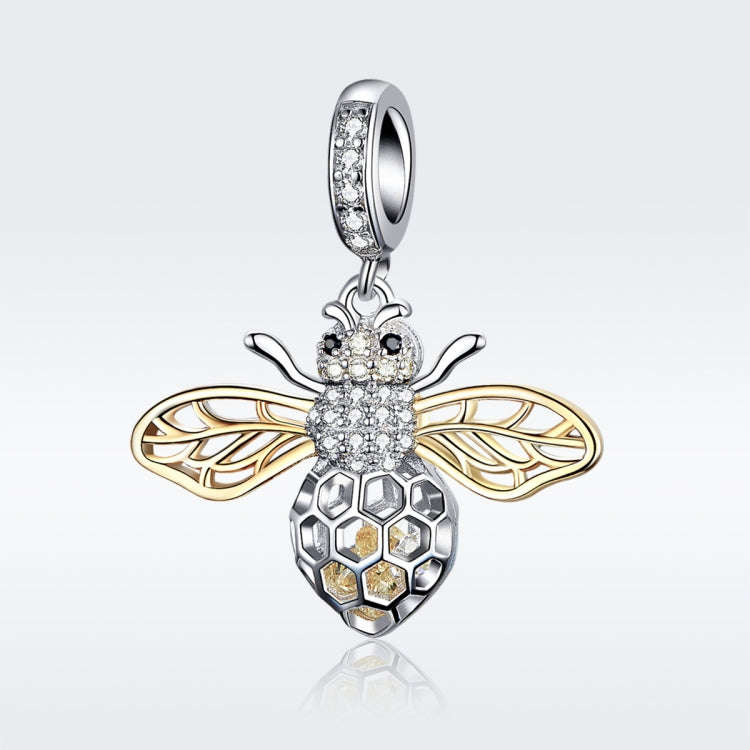 S925 Sterling Silver Bee Zircon Pendant Lady DIY Necklace Pendant, Style:Pendent