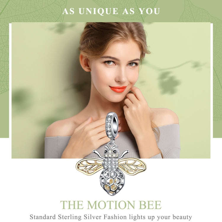 S925 Sterling Silver Bee Zircon Pendant Lady DIY Necklace Pendant, Style:Pendent