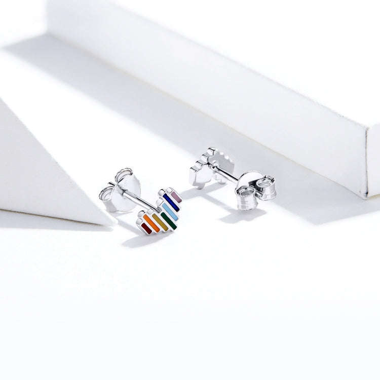 Rainbow Earrings S925 Love Simple Earrings Sterling Silver Earrings