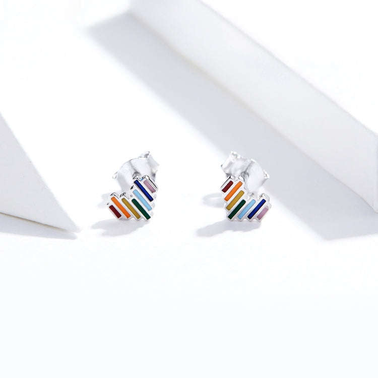 Rainbow Earrings S925 Love Simple Earrings Sterling Silver Earrings