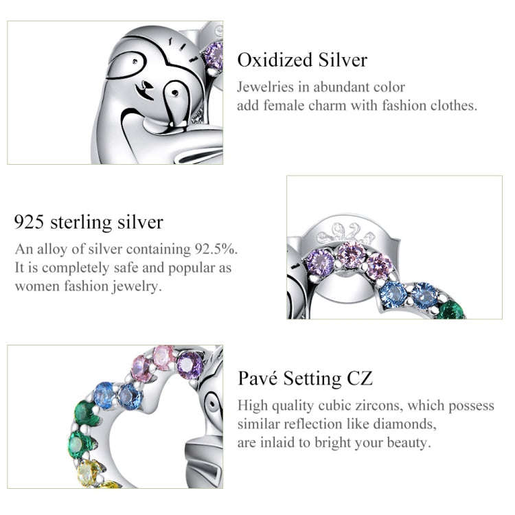 Sterling Silver S925 Heart-shaped Sloth Earrings Personalized Earrings Simple Temperament Female ...