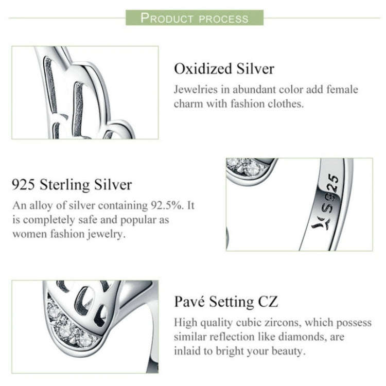 S925 Sterling Silver Fairy Wing Ring Girls Open Ring