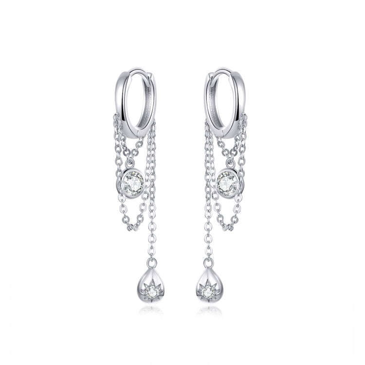 Sterling Silver Earrings Zircon Tassel Long Earrings S925 Girl Earrings jewelry