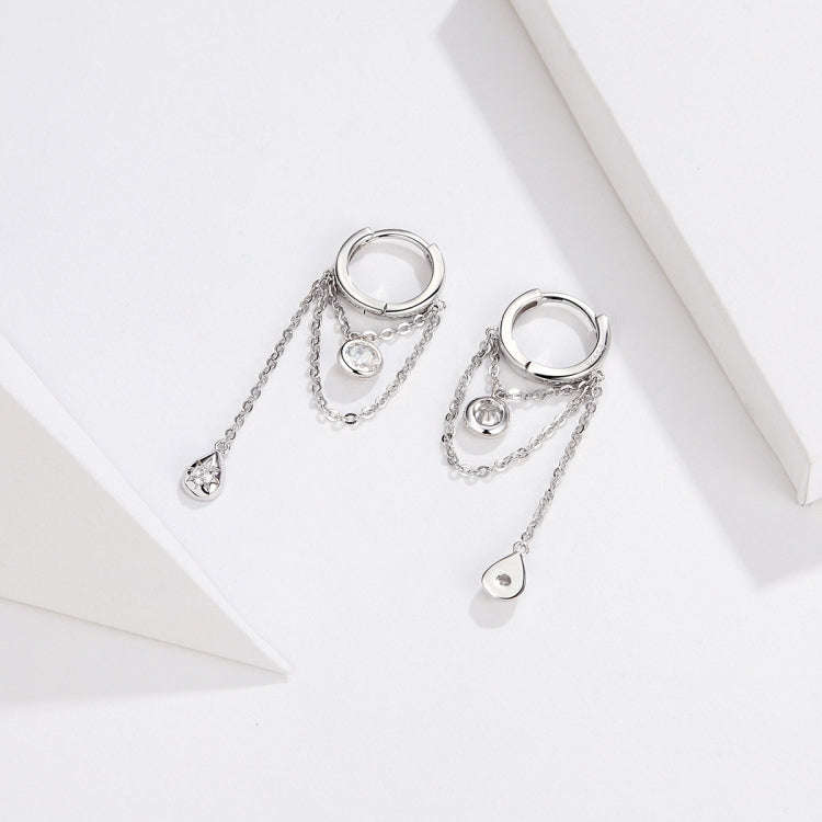 Sterling Silver Earrings Zircon Tassel Long Earrings S925 Girl Earrings jewelry