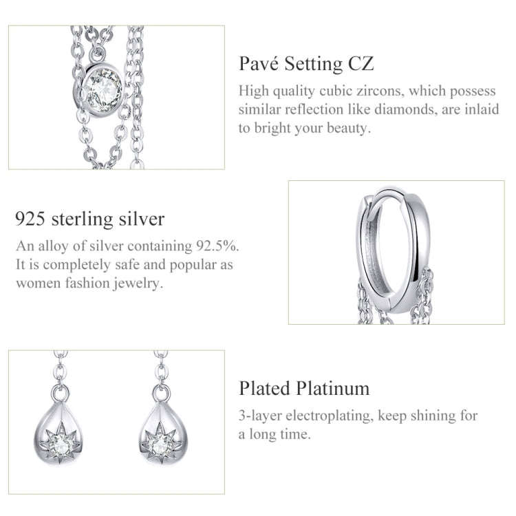 Sterling Silver Earrings Zircon Tassel Long Earrings S925 Girl Earrings jewelry