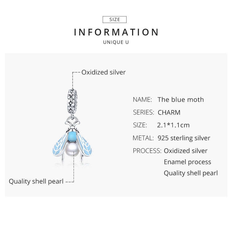 S925 Sterling Silver Moth Pendant DIY Bracelet Jewelry Accessories