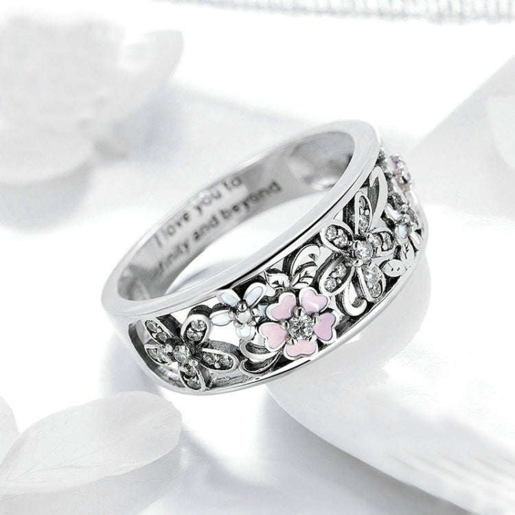 S925 Sterling Silver Ring Flower Dance Fashion Personality Ring, Size:8 US Size 57.2mm