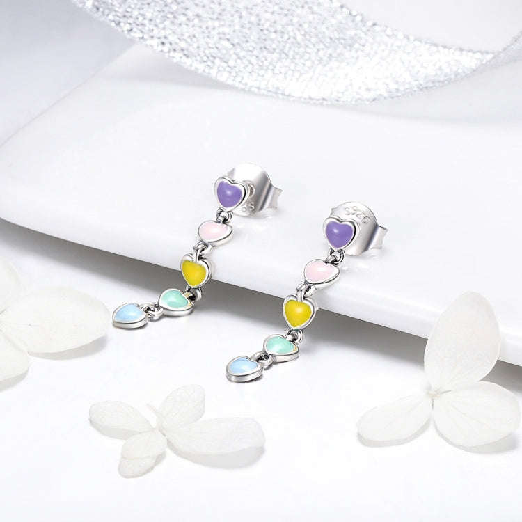 S925 Sterling Silver Heart-shaped Earrings Simple Dripping Female Earrings