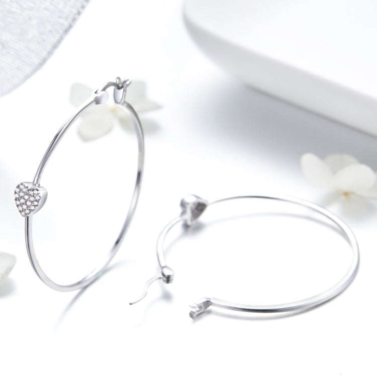 S925 Sterling Silver Earrings Heart-shaped Earrings Inlaid Zircon Earrings