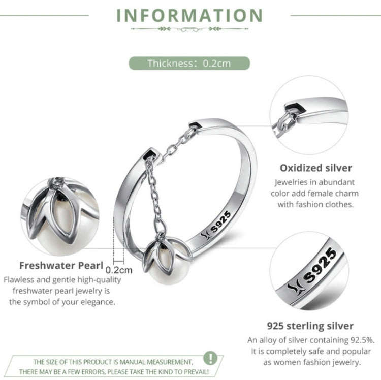 S925 Sterling Silver Ring Open Shell Beads Ladies Ring