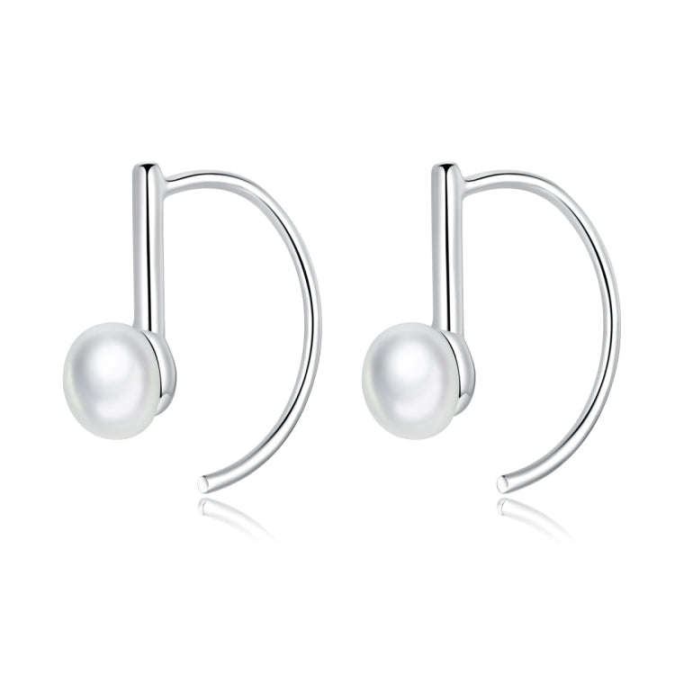 S925 Sterling Silver Shell Beads Simple Earrings, Color:White