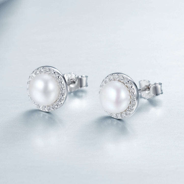 Simple Pearl Diamond Ladies Temperament Earrings S925 Sterling Silver Earrings