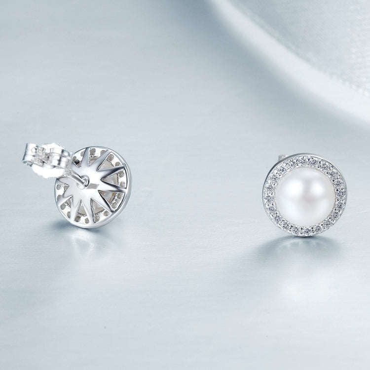 Simple Pearl Diamond Ladies Temperament Earrings S925 Sterling Silver Earrings