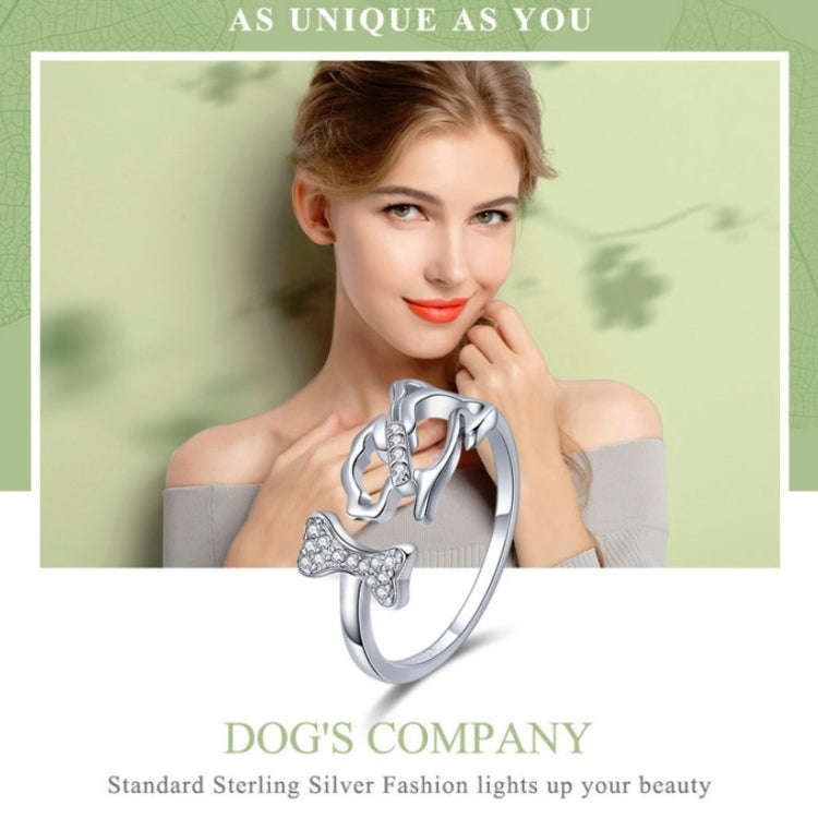 S925 Sterling Silver Ring Dog Companion Inlaid Zircon Ring