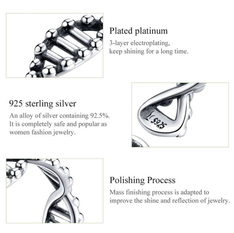 S925 Sterling Silver Ring Vintage Open Ring DNA Shape Ring