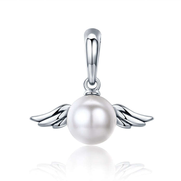 S925 Sterling Silver Pendant Wing Angel Shell Bead Charm DIY Beaded Bracelet Accessories, Style:P...