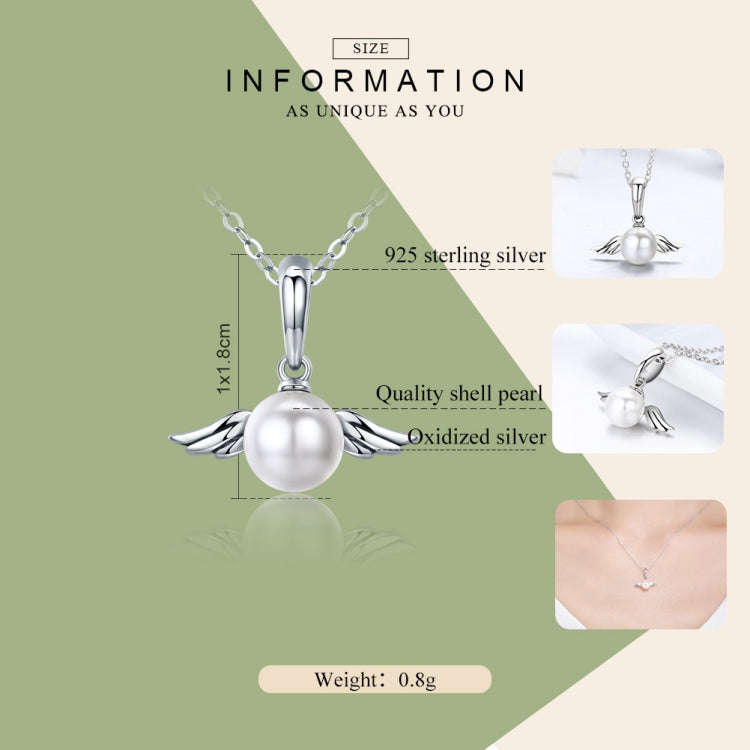 S925 Sterling Silver Pendant Wing Angel Shell Bead Charm DIY Beaded Bracelet Accessories, Style:P...