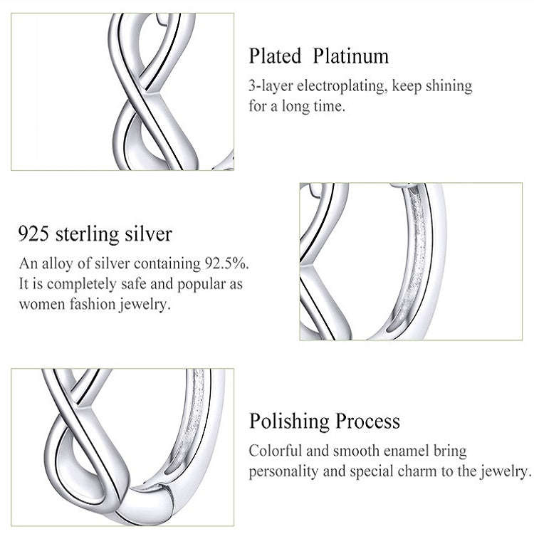 Infinite Love Platinum Plated Earrings S925 Sterling Silver Stud Earrings