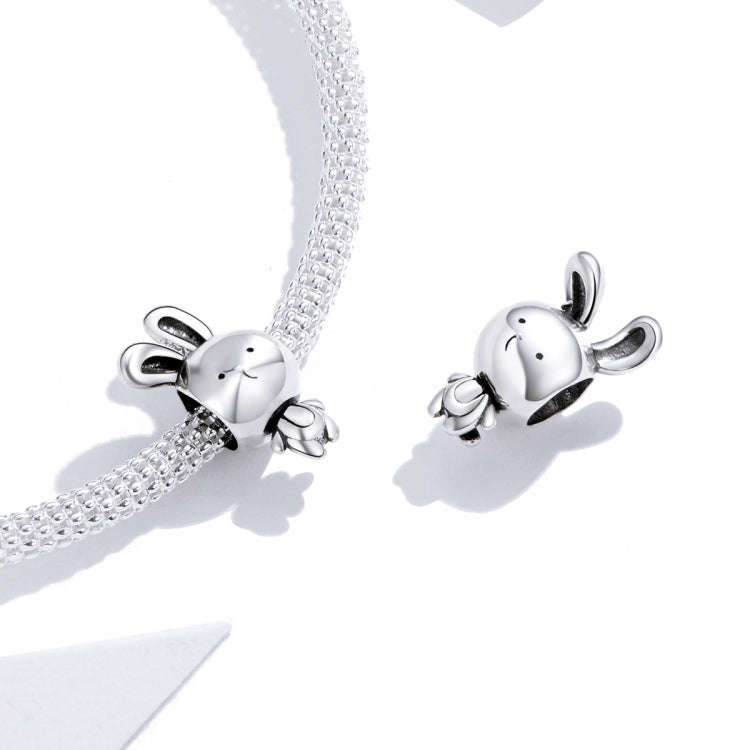 S925 Sterling Silver Simple Animal Rabbit Beaded DIY Bracelet Jewelry Accessories