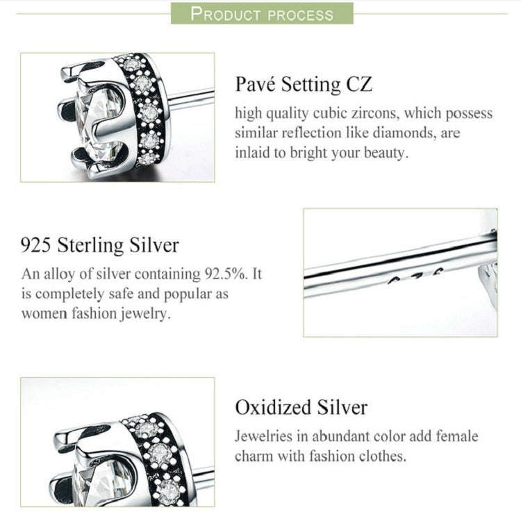 Crown S925 Sterling Silver Women Earrings With Zircon Earrings