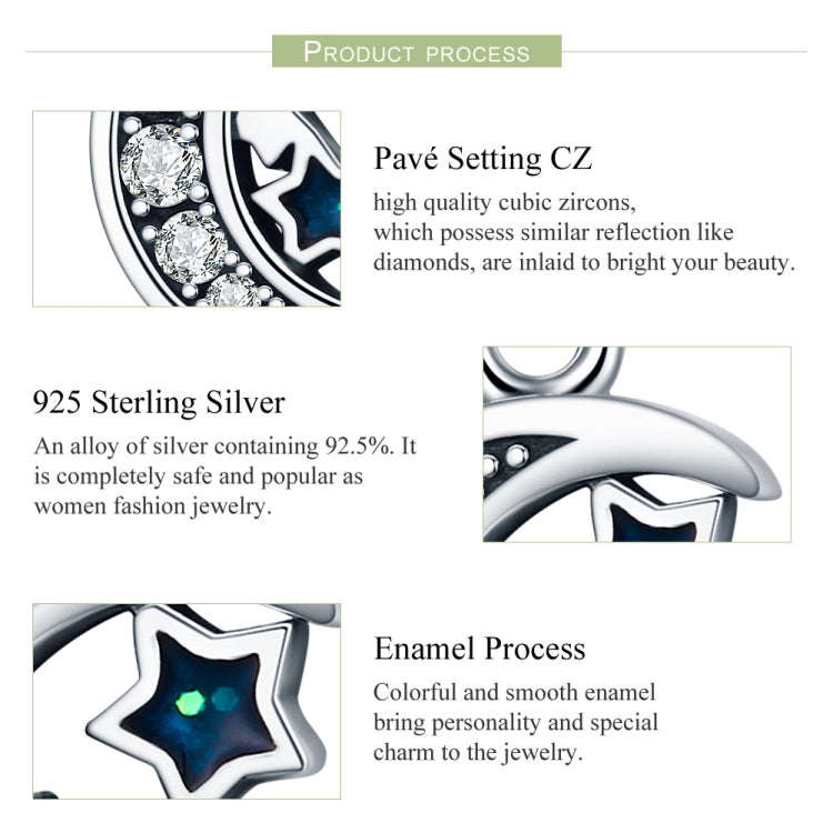 S925 Sterling Silver Heart-shaped Bright Starry Sky Platinum Plated Pendant DIY Bracelet Accessories