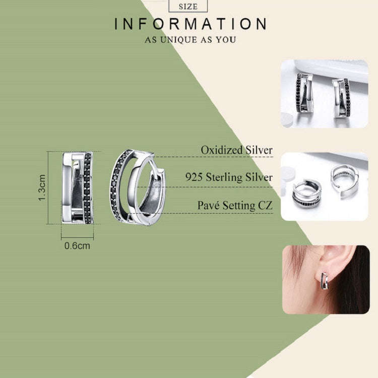 Simple Love S925 Sterling Silver Inlaid Zircon Women Earrings