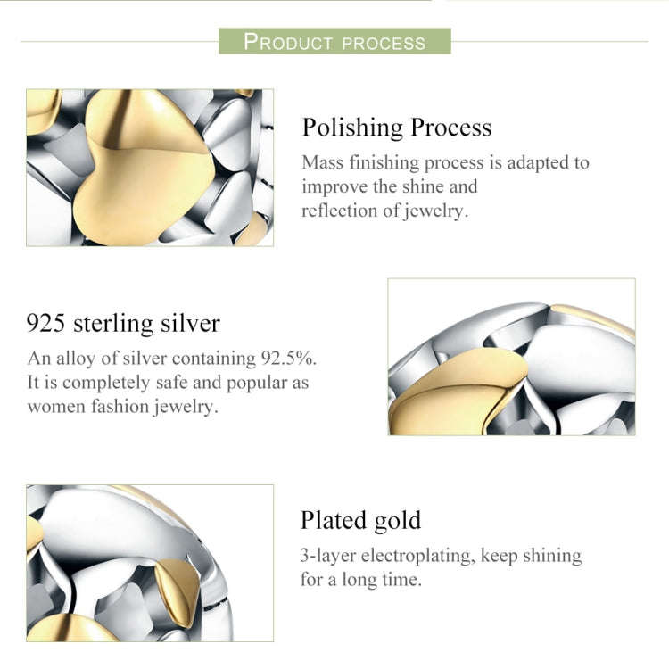 S925 Sterling Silver Golden Heart-shaped Beads DIY Bracelet Accessory