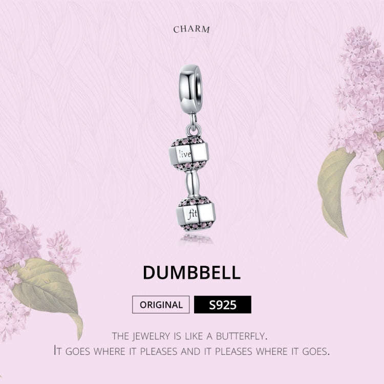 S925 Sterling Silver Dumbbell Pendant Fitness Equipment Strap Charm DIY Bracelet Accessories