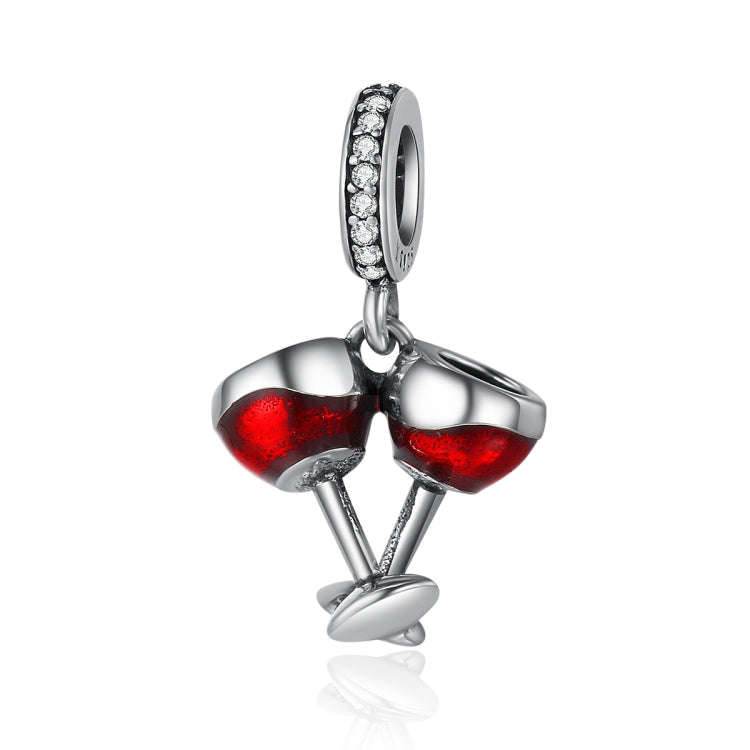 S925 Sterling Silver Personalized Red Wine Glass Beaded DIY Loose Beads Bracelet Accessories