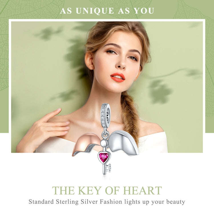S925 Sterling Silver Heart-shaped Openable Key Necklace Charm DIY Bracelet Accessories