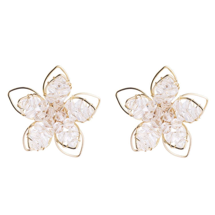 Fresh Crystal Hollow Flower Earrings Female S925 Silver Needle Temperament Earrings