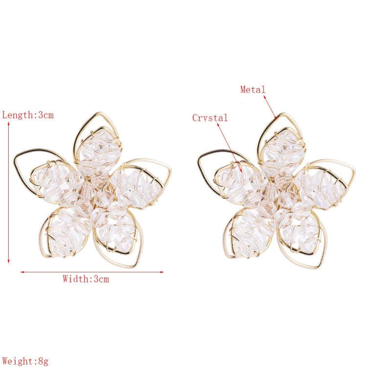 Fresh Crystal Hollow Flower Earrings Female S925 Silver Needle Temperament Earrings