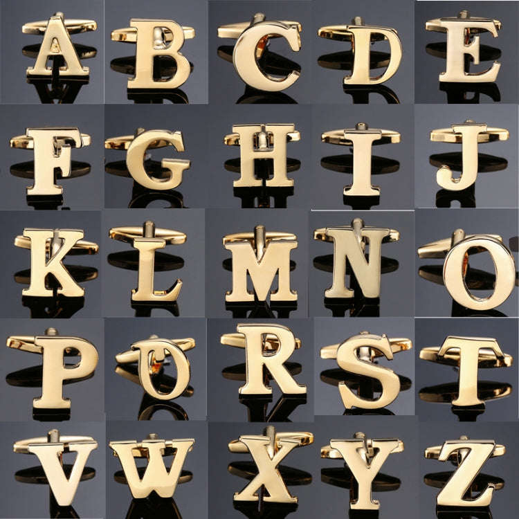 1 pair gold letters A-Z name Cufflinks men French shirt Cufflinks(N)