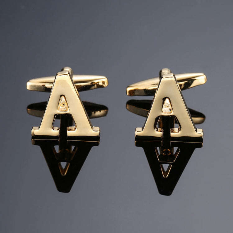 1 pair gold letters A-Z name Cufflinks men French shirt Cufflinks(N)